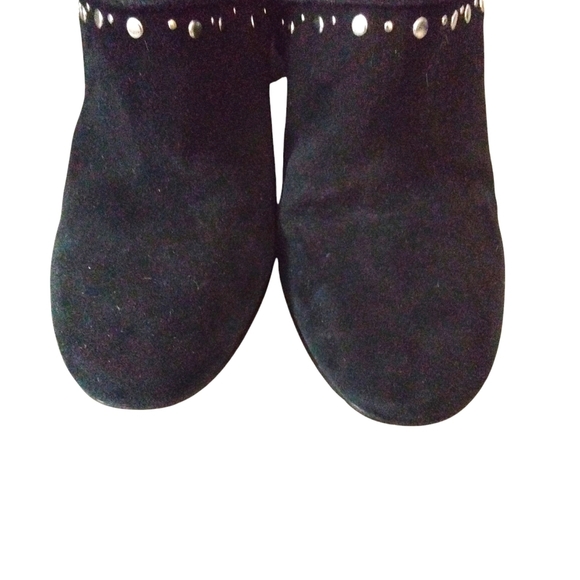 Sam Edelman Black Suede Ankle Boots Silver Studded Booties Size 8 - Picture 3 of 11